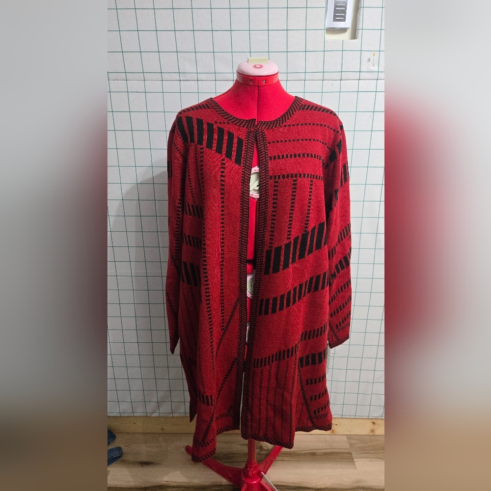 Antthony Red and Black Knit Cardigan